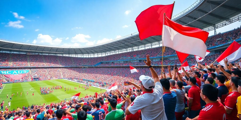 Gambaran stadion penuh penonton dalam Piala Dunia.